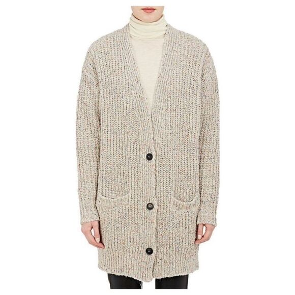 Isabel Marant Etoile Hamilton Wool Tan Gray Cardigan Oversized Size M - Picture 3 of 14
